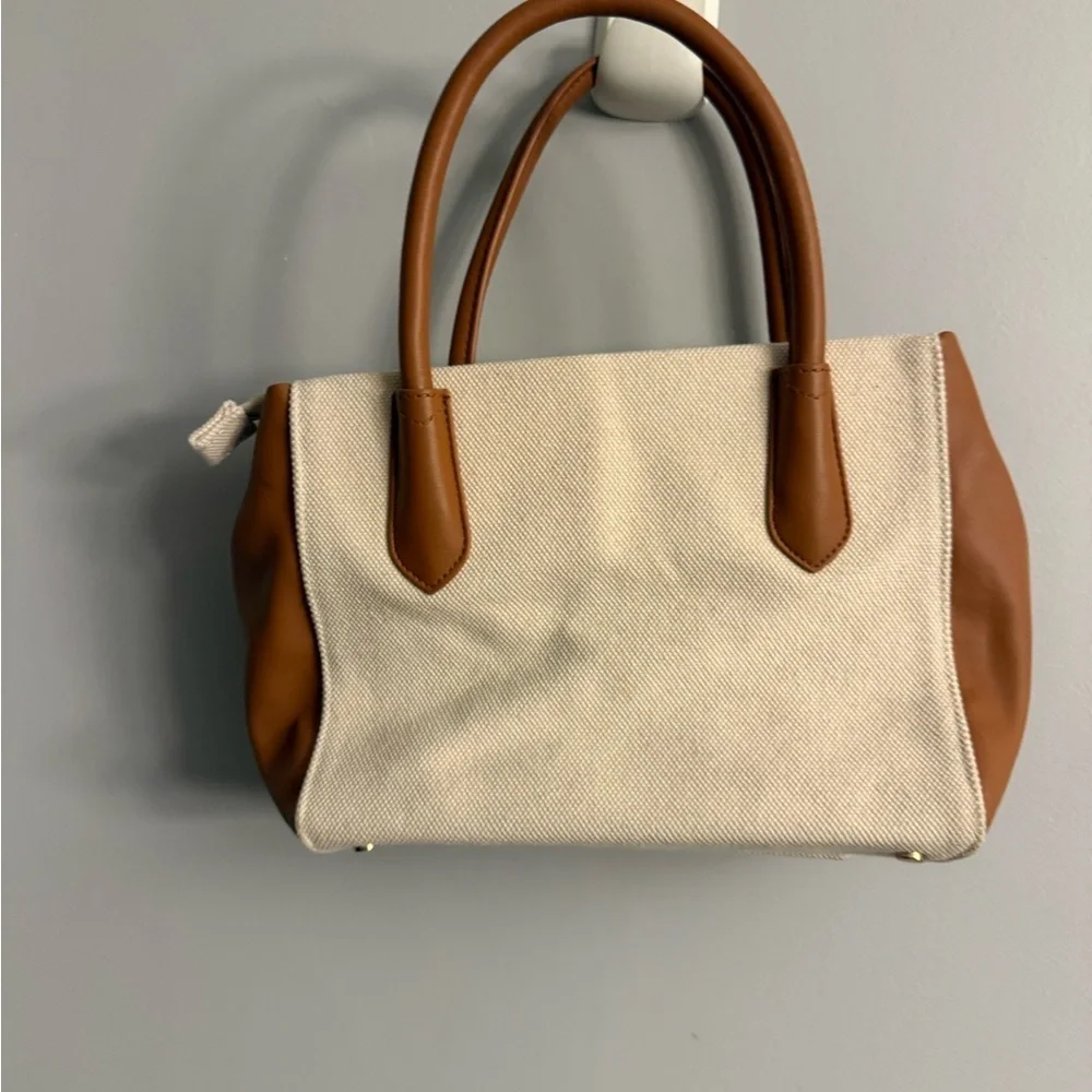 A New Day Canvas Satchel Crossbody – Natural/Tan